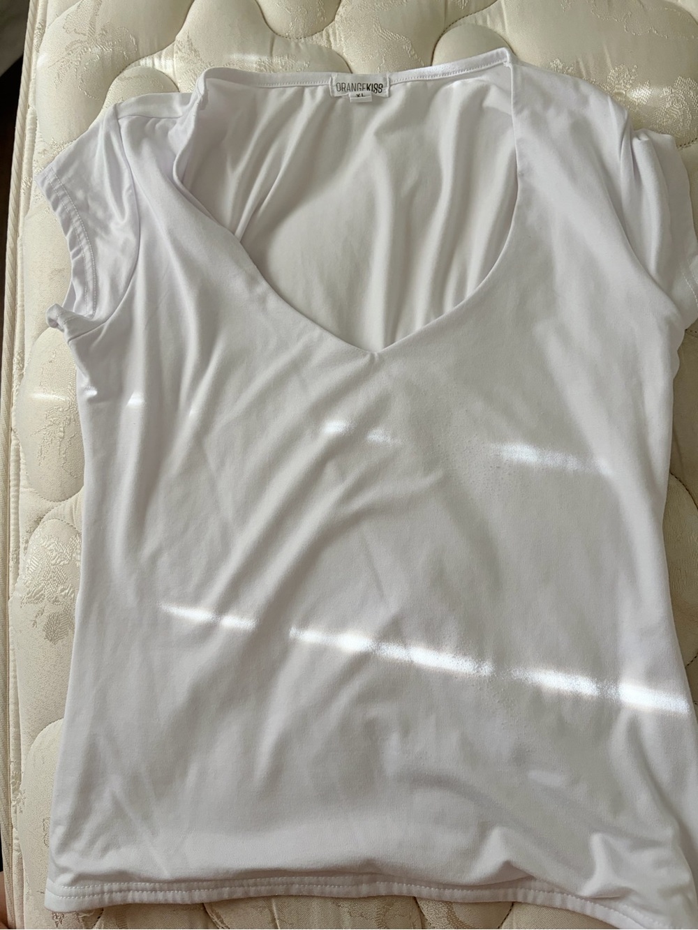 Basic White V-Neck Womens Top